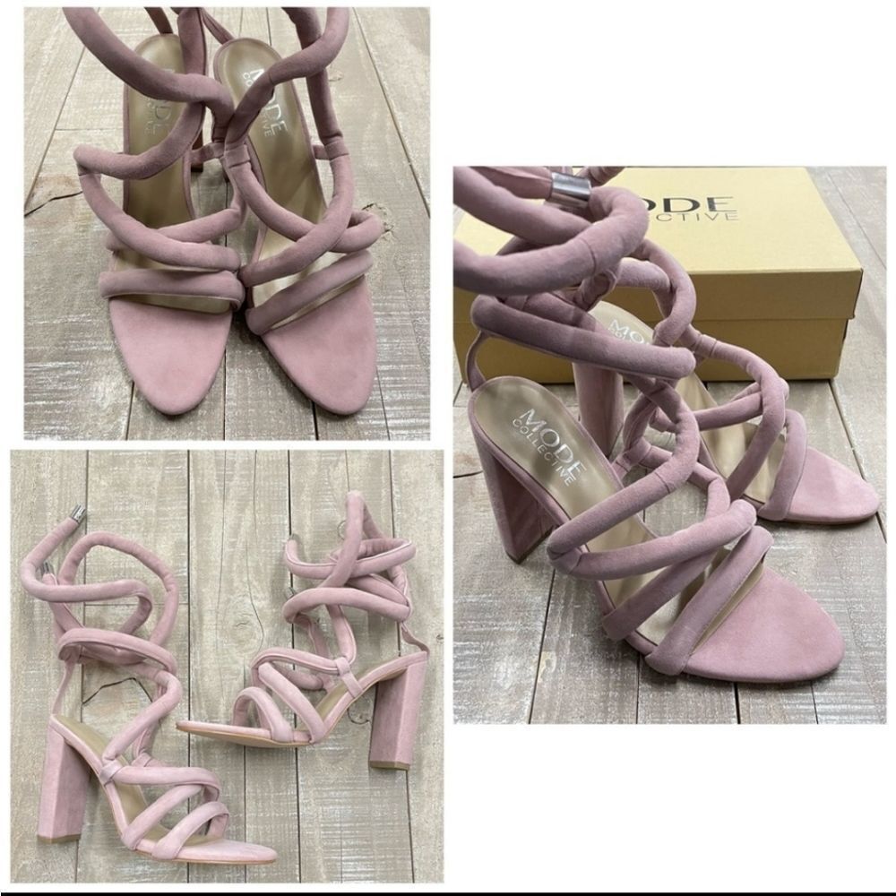 The Mode Collective Dakota Sandal Strappy Lace up Heels in Dust Pink Sz …